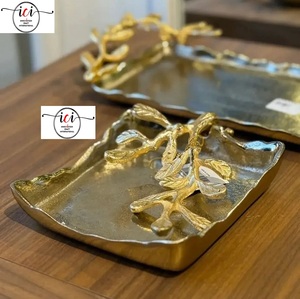 Luxury casted Dining Table Complete serving Ware <b>set</b> with Tray Bowl Napkin Holder Oval Round <b>Square</b> Rectangle tray with handles - Product Image 5