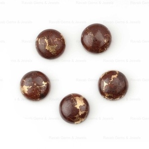 พลอยลาวาโมฮาวีทองแดงธรรมชาติคุณภาพสูงขนาด 14 มม. รูปทรงกลมแบนสำหรับทำเครื่องประดับ ต่างหู จี้ ขายส่ง - Product Image 4