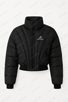 Veste matelassée noire pour femme |   Blouson bomber matelassé d'hiver |   Veste courte légère et chaude pour l'extérieur, tendance