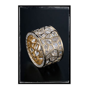 Anillo de compromiso/boda vintage de oro amarillo de 14k con diamante de corte moissanita, unisex, de oro blanco fino, ideal para aniversarios y fiestas. - Product Image 4