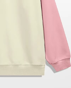 Women's Color Block Full Sleeve Fleece Crew Neck Casual Winter Top Eco-Friendly Polyester/Cotton Breathable Pink Beige - Product Image 5
