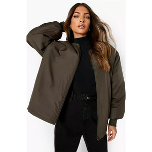 High Quality Female Fashion Bomber <b>Jacket</b> 100% Cotton Breathable Durable Outdoor Street Wear Zipper Closure Stand Collar All - Product Image 1