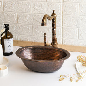 Robinet col de cygne en bronze, lavabo sous plan en cuivre, style traditionnel, évier métallique durable pour usage domestique - Product Image 3