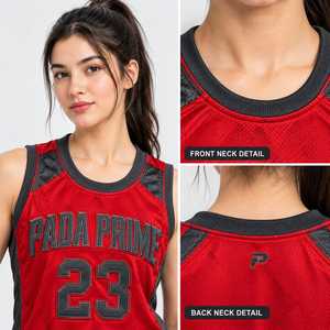 Pada <b>Prime</b> UNISEX Basketball Uniform <b>Red</b> Black Jersey Shorts Set Number 23 Breathable Polyester Sportswear - Product Image 6