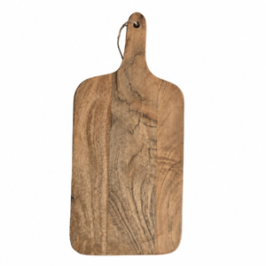 Planche à découper en bois avec sangle en cuir |   Planche à découper en bois pour fromage, pain et charcuterie – Plateau de service - Product Image 4