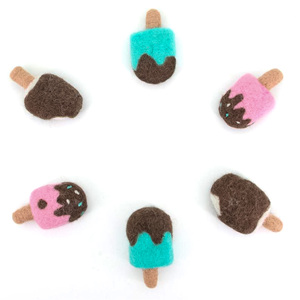 Popsicle de chocolate de fieltro hecho a mano, juguete de comida de simulación, decoración de verano, juguete educativo para niños, venta al por mayor a granel - Product Image 2
