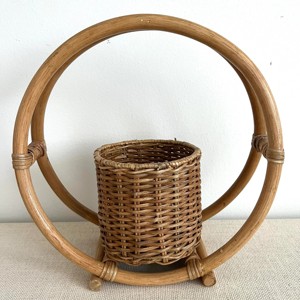 Grand panier suspendu de jardin en rotin, pots à plantes de haute qualité en cannage naturel - Product Image 4