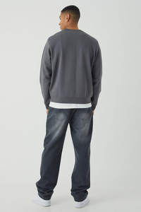 Sudadera de Hombre de Alta Calidad, Color Gris Básico, Corte Regular, Tejido Interlock Grueso, Cuello Redondo, Talla Grande, Sudadera Personalizada de Mezcla de Algodón - Product Image 6