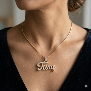 Trendy Personalized 10K White Gold Cursive <b>Initial</b> Letter Name Diamond <b>Pendants</b> Custom Iced Charms Necklace Party Wedding Charms - Product Image 1