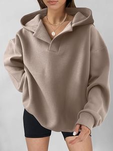 Sudadera con Capucha Oversize de Algodón para Mujer, Hombros Caídos, Manga Larga, Color Liso, Estilo Casual - Proveedor Mayorista - Product Image 2