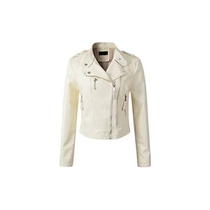Veste en cuir d'agneau en gros, couleur écru / Veste de motard en cuir véritable de qualité supérieure, blanc cassé / Veste de motard en cuir beige pour femme 2023 - Product Image 1
