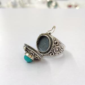 Bague de mariage en pierre précieuse Poisson, argent sterling 925, turquoise, sertie en bézel, légère, unisexe, vente en gros directe, fêtes - Product Image 1