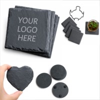 Sous-verres en ardoise personnalisés avec logo imprimé, forme carrée/ronde/cœur, 10*10cm, cadeaux promotionnels bon marché pour événements et activités, à offrir en cadeau