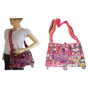 Vintage Duffel Leather <b>Boho</b> Hippie Style Ethnic Travel <b>Bag</b> SKIRT HIPPI BANJARA Shoulder <b>Bags</b> Handmade Gypsy Tribal Embroidered - Product Image 3