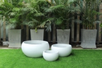 Set Pot Bunga Bulat Beton Modern untuk Taman Luar Ruangan & Rumah, Ramah Lingkungan, Desain Minimalis, Pasokan Grosir