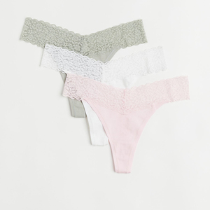 Culottes sexy en dentelle sans doublure, logo personnalisé, string sans fil en maille, antibactérien, sans couture, taille basse, en Spandex/Coton pour femme - Product Image 1