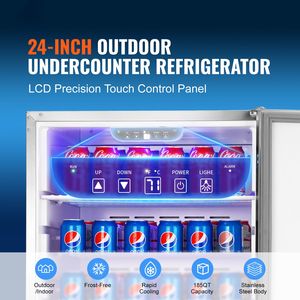 Nevera para Bebidas con Compresor de 24 Pulgadas para Interiores/Exteriores, Capacidad para 175 Latas, Enfriador de Cerveza Integrado, Independiente o Bajo Mostrador, 24 Pulgadas - Product Image 2