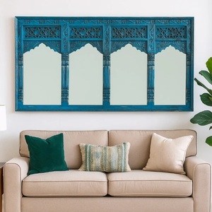 Modern Statement <b>Mirror</b> for Sofa Wall Elegant Multi <b>Panel</b> Reflection Design with Intricate Architectural Detail - Product Image 1