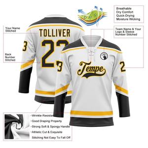 Maillot de hockey sur glace pour homme personnalisé 100 % polyester OEM, imprimé par transfert thermique sur le devant, grande taille, respirant et anti-humidité - Product Image 2