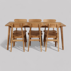 Scandinavian Style Restaurant <b>Table</b> Set with 6 Chairs and Teak Wooden Frame Material for Home and <b>Garden</b> Furniture Decoration - Product Image 5