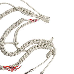 Aiguillette tressée avec embouts métalliques, cordons d'épaule argentés, aiguillette torsadée, aiguillette avec embout métallique - Product Image 2