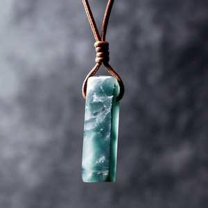 Natural Crystal Unshaped Pendant Necklace with Adjustable <b>Rope</b> <b>Chain</b> for Men and Boys - Product Image 2