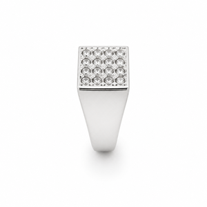 925 Sterling <b>Silver</b> Square Cluster Cubic Zirconia Signet <b>Ring</b> for <b>Men</b> Wedding Party Gift High Polish Finish - Product Image 4