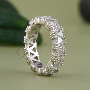 Anillo de Eternidad con Diamante en Forma de Pera de 3.48 CT, Corte Trillion, Color D, Cultivado en Laboratorio, de los Hermanos Rudakiya, Oro Blanco de 14K, Anillo de Bodas VS1 - Product Image 4