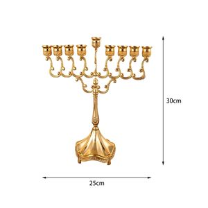 Chandelier en métal doré à 9 branches R a HANDICRAFT, porte-bougies Hanouka, en acier inoxydable durable, décoration d'intérieur, centre de table de mariage - Product Image 2