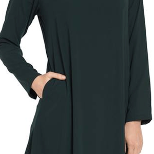 Abaya longue pour femme, couleur unie, coupe ample, ourlet droit, tenue de prière du Moyen-Orient - Product Image 6
