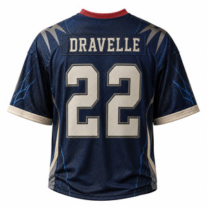 Men's Custom Football Jersey V-Neck Short Sleeve Sublimated Print Moisture Wicking <b>Mesh</b> Uniform Number 22 Team Style - Product Image 4