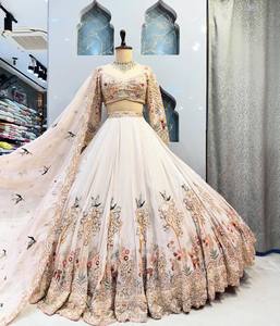 LAHENGA CHOLI DUPATTA MODERN PARTY WEDDING DIWALI ADULTS FLOOR-LENGTH HEAVY GEORGETTE SEQUENCE EMBROIDERY WORK - Product Image 6