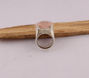 Natural Rose <b>Quartz</b> Cushion <b>Ring</b> 925 Sterling Silver Jewelry Square Pink Gemstone <b>Ring</b> Vintage Style Statement <b>Ring</b> for Women - Product Image 5
