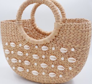 Bolso de mano de estilo vintage tejido a mano con lirio de agua para mujer, con flores y abalorios, cierre de gancho y bucle, asa única, para verano - Product Image 1