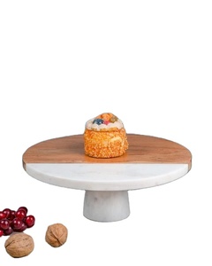 Opulent Fusion Decorative Marble and Wood Cake Stand Luxury Handcrafted Dessert Holder for Parties Eid &Elegant <b>Table</b> Decoration - Product Image 3