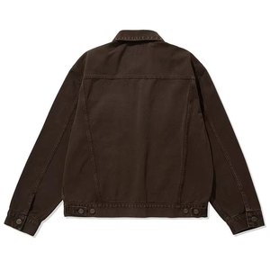 Custom 15 OZ Brown Washed <b>Mens</b> <b>Denim</b> <b>Jacket</b> 100 Percent Cotton Winter Coat Retro Boxy Fit - Product Image 5