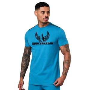 Camiseta de jersey con cuello redondo y estampado gráfico para hombre, de algodón azul, manga corta, informal, transpirable, estilo urbano, camiseta de moda de verano - Product Image 1