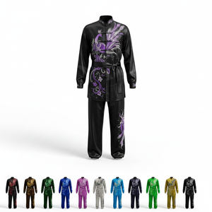 Uniforme de Artes Marciales Unisex de Corte Holgado, Uniforme de Karate con Bordado de Marca Personalizada, Conjunto de Uniforme de Kung Fu y Tai Chi de Manga Larga - Product Image 1