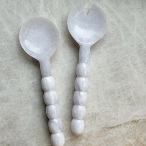 Ensemble d'ustensiles à salade en résine blanche écologique FAIZA CRAFT – Cuillère, fourchette, spatule – Compatible lave-vaisselle, micro-ondes et four – Haute qualité - Product Image 5