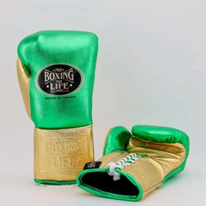 No Boxing No Life Guantes de Boxeo Profesionales con Cordones de Cuero Vacuno de Primera Calidad, Forro de Malla Transpirable para Dedos Completos, Gruesos de 4 Capas - Product Image 2