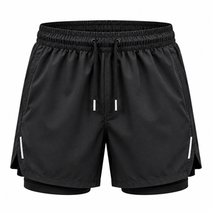 Men's <b>Black</b> Quick Dry Running Shorts With Side Stripe Drawstring Waist Casual Sport Short <b>Pants</b> Mesh Shorts Men - Product Image 1