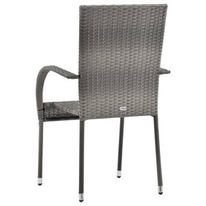 Juego de 4 Sillas de Comedor de Ratán PE Gris con Muebles de Patio de Acero con Recubrimiento en Polvo - Product Image 6