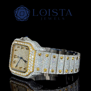 Reloj de Cuarzo Cuadrado para Hombre, Diseño de Lujo con Cristales |   Reloj de Acero Inoxidable con Esfera de Cristal y Moissanita Estilo Hip Hop, Venta al Por Mayor - Product Image 2