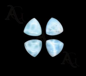 Larimar cabochon taille trillion, pierre précieuse bleue en vrac, pour la fabrication de bijoux en argent, dos plat, de 4 mm à 20 mm, pectolite bleu ciel - Product Image 2