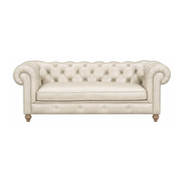 Canapé Chesterfield en cuir véritable trois places, dossier capitonné, accoudoirs roulés, style traditionnel, canapé de salon en cuir