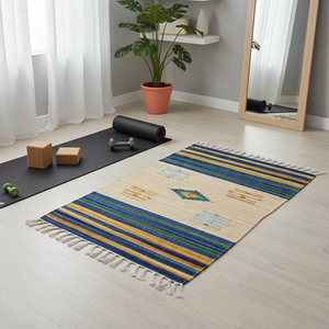 Tapis d'intérieur modernes pliables en coton pelucheux à motifs floraux, faits à la main et lavables, pour la maison, la chambre, le salon et les voyages, vente en gros - Product Image 1