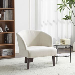 Sillón Moderno de Estilo Mid-Century para Sala de Estar, Dormitorio y Oficina, Respaldo Redondo, Patas de Madera, Sillón Suave - Product Image 1