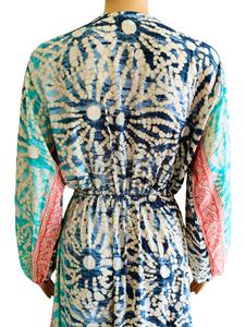 Vestido Maxi de Seda Tejida Estilo Bohemio Coreano Y2K con Diseño Geométrico, Talla Única, Cuello Redondo, Manga Larga, para Uso Diario, Dulce y Veraniego - Product Image 6