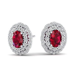 Pendientes REYES con rubíes brillantes de corte ovalado de 1.52 quilates en oro macizo de 14K y 18K, con diamantes certificados por IGI, para mujer. - Product Image 5