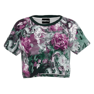 เสื้อครอปสำหรับผู้หญิงเสื้อครอปแบบลำลองพิมพ์โลโก้จำนวนมากผลิตจากผ้าฝ้ายสั่งผลิตได้ตามต้องการ - Product Image 1